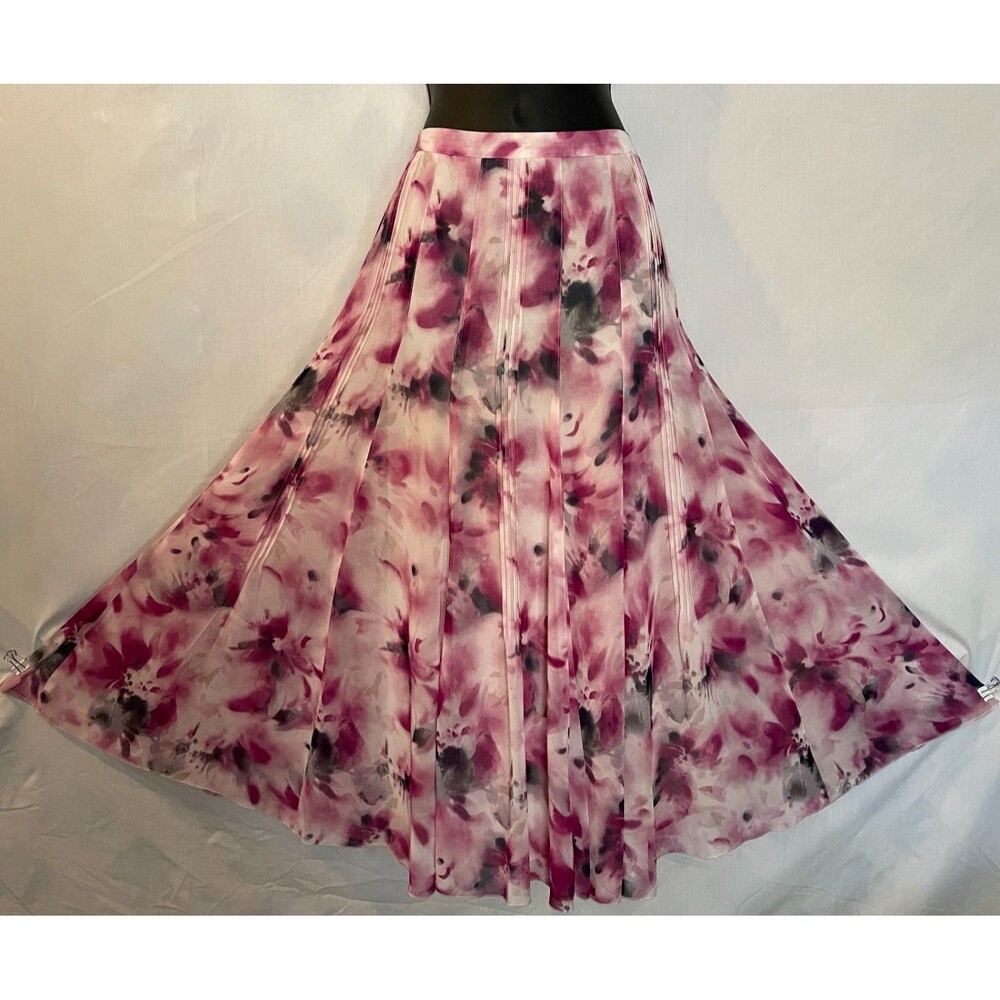 VTG JONES NEW YORK Collection Magenta & Pink Flowers Chiffon Full Skirt Size 8